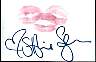 Stephanie Seymour signed triple kissed lip print