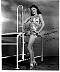 Joan Leslie in bare midriff swimsuit, Warner  Brothers Pictures  publicity photo by Longworth