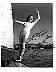 Virginia Grey, black & white photo of her in swimsuit on sailboat