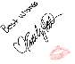 Emily Hart igned lip print. From Yahoo charity auction